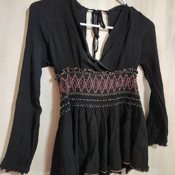 Anthropologie Soieblu black embellished blouse top - Picture 2 of 4